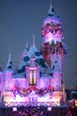 Sleeping Beauty Castle decorated for Christmas at Disneyland, California Royalty Free Stock Photo