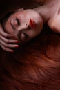 Sleeping beauty. Portrait of beautiful women lying with her hand