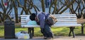 Sleeping on a bench homeless Royalty Free Stock Photo