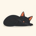 Sleeping black cat illustration with peaceful expression Royalty Free Stock Photo