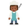 Sleeping Black Female Chef Character