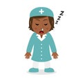 Sleeping Black Female Nurse Character