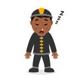 Sleeping Black Fireman Cartoon Character