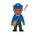 Sleeping Black Mailman Cartoon Character