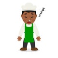 Sleeping Black Male Pizza Chef Character