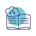 Sleeping book with cloud line style icon vector design Royalty Free Stock Photo