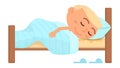 Sleeping boy. Cartoon child asleep in bed. Sweet dreams Royalty Free Stock Photo