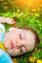 Sleeping boy on grass Royalty Free Stock Photo