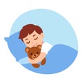 Sleeping boy with teddy bear Royalty Free Stock Photo