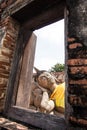 Sleeping Buddha and frame from window