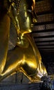 Sleeping Buddha gold statue face in Wat Pho Temple Royalty Free Stock Photo