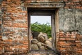 A sleeping Buddha statue at Wat Phutthaisawan in Ayutthaya Royalty Free Stock Photo