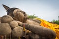 A sleeping Buddha statue at Wat Phutthaisawan in Ayutthaya Royalty Free Stock Photo
