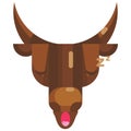 Sleeping bull face emoji, tired cow napping icon isolated emotion sign