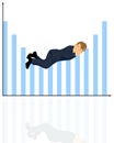 Sleeping businessman on graphic