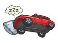 Sleeping car on pillow color sketch vector
