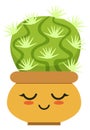 Sleeping cartoon cactus. Smiling green houseplant in pot Royalty Free Stock Photo