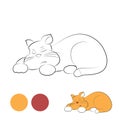 Sleeping cat for coloring