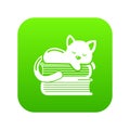 Sleeping cat icon green vector Royalty Free Stock Photo