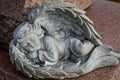 Sleeping Cherub Angel Statue with Wings for a Bed