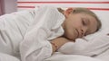 Sleeping Child Face in Bed, Kid Portrait Resting in Bedroom, Girl at Home