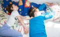 Sleeping children relax resting boys brothers family Royalty Free Stock Photo