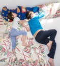 Sleeping children relax resting boys brothers family Royalty Free Stock Photo