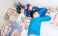 Sleeping children relax resting boys rest Royalty Free Stock Photo