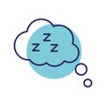 Sleeping cloud bubble line style icon vector design