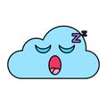 Sleeping cloud emoji outline illustration