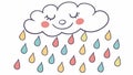 Sleeping Cloud Raining Colorful Drops Vector Art, vector design Generative AI Royalty Free Stock Photo