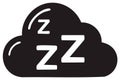 Sleeping cloud symbol with Z letters isolated Royalty Free Stock Photo
