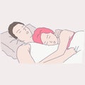 Sleeping couple. vector hand drawn cartoon art style