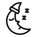 Sleeping Crescent Moon Icon. Line icon illustration