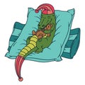 Sleeping crocodile with teddy bear. Children illustration.