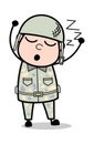 Sleeping - Cute Army Man Cartoon Soldier Vector Illustration