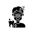 Sleeping dentistry black glyph icon