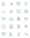 Sleeping dozing linear icons set. Slumber, Snooze, Doze, Nod, Rest, Dream, Nap line vector and concept signs. Siesta