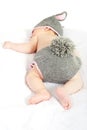 Sleeping Easter bunny baby boy Royalty Free Stock Photo