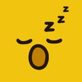 Sleeping emoticon in doodle style. Cartoon face expressions