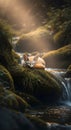 Sleeping Fennec Fox by a Stream Royalty Free Stock Photo