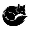 Sleeping Fox Silhouette Logo Royalty Free Stock Photo