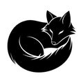 Sleeping Fox Silhouette Logo Royalty Free Stock Photo