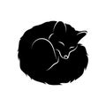 Sleeping Fox Silhouette Vector Illustration, Curled Up Royalty Free Stock Photo