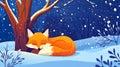 Sleeping Fox in Snowy Forest Royalty Free Stock Photo