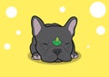 Sleeping French Bulldog and His Broccoli Vector.