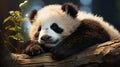 Sleeping giant panda baby. generative ai Royalty Free Stock Photo