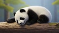 Sleeping giant panda baby. Generative AI Royalty Free Stock Photo