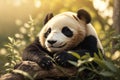 Sleeping giant panda baby on stem. ai generative Royalty Free Stock Photo