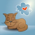 Sleeping ginger cat with a speech bubble dreaming card Royalty Free Stock Photo